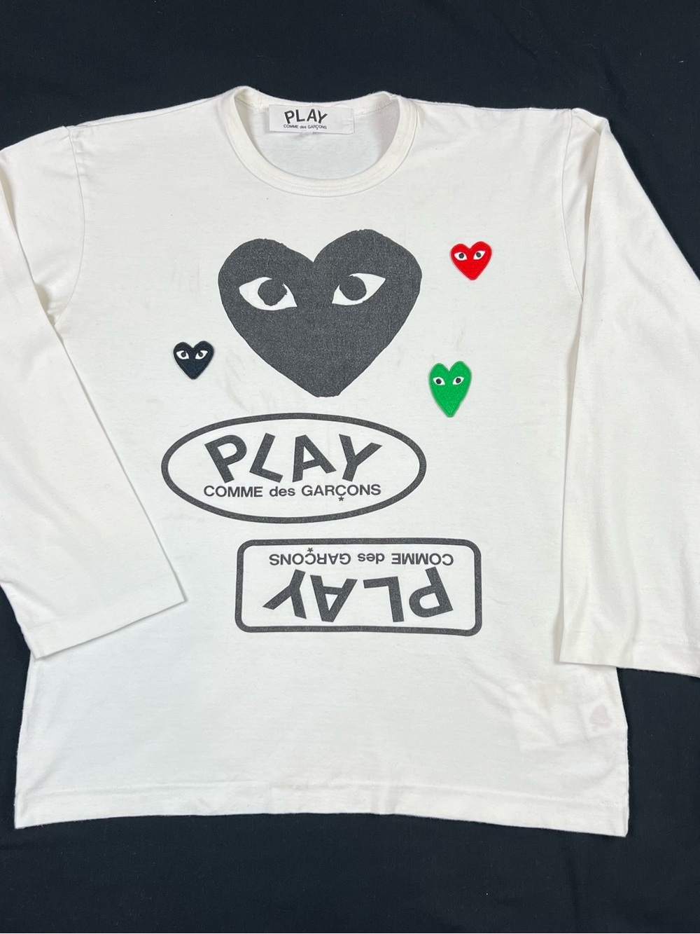 PLAY COMME des GARCONS Multi Heart Black/Red/Green Size XL T-shirt AZ-286 Cotton